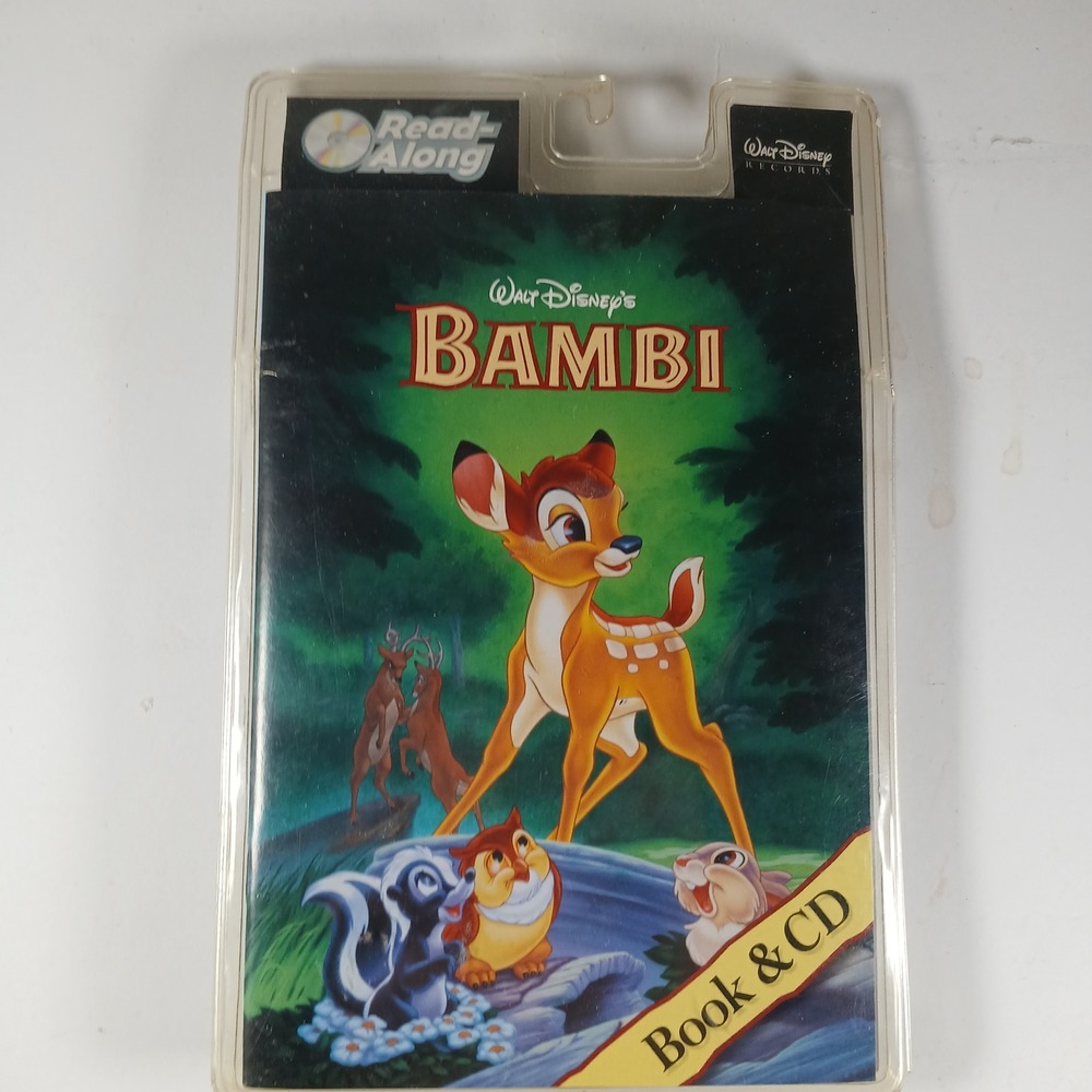 Walt Disney Bambi Read-Along Book & CD Kids OS Green Vintage Storybook 61274-2